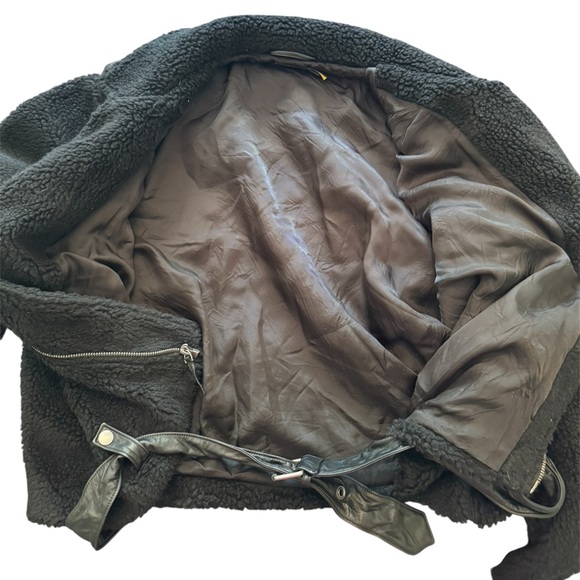 Polo Ralph Lauren Moto Jacket Women's Fleece Sherpa Biker Black - Picture 9 of 9